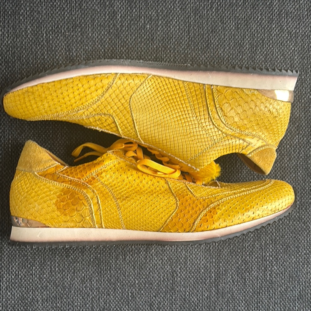 Vibrant Yellow Textured Sneakers